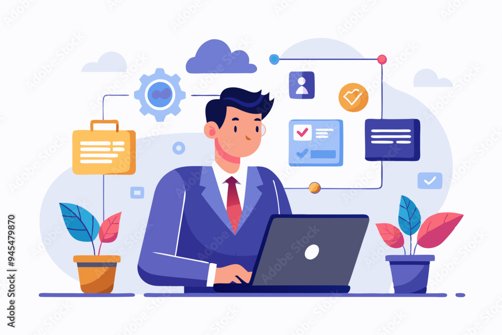 Fototapete saas software as a service, cloud computing software for client subscription, internet web applicati