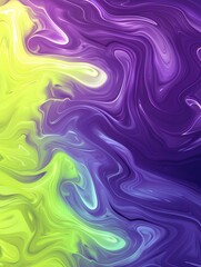 Obraz premium Illustration of A trendy and abstract gradient from electric violet to bright lime, featuring swirling patterns and a sense of movement and fluidity. Ai Generate. 