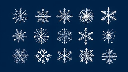 Christmas snowflake vectors with a minimalist design and simple geometric shapes