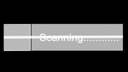 Scanning of realistic digital data with blinking text scanning that glows and fades. The visual effects element and the alpha channel on a white screen