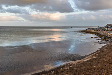 Stony beach in beautiful evening light