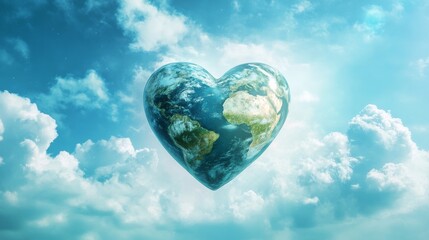 Naklejka premium Earth in a Heart Shape.