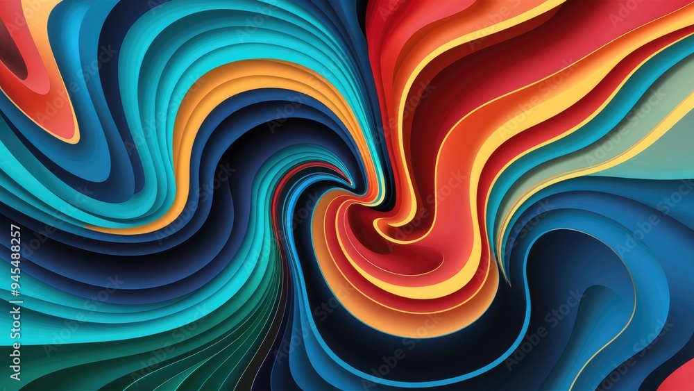 Poster vibrant abstract waves: dynamic color patterns and textures. creative colorful line art. futuristic 