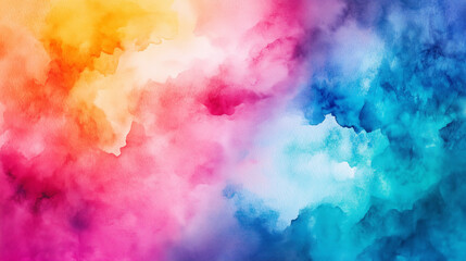 Obraz premium Tło w intensywnych kolorach namalowane akwarelami z wyraźnymi plamami i przejściami między kolorami.