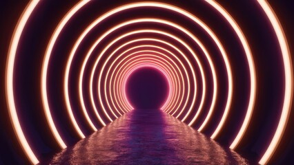 Naklejka premium Vibrant Abstract Neon Light Tunnel Background Illustration