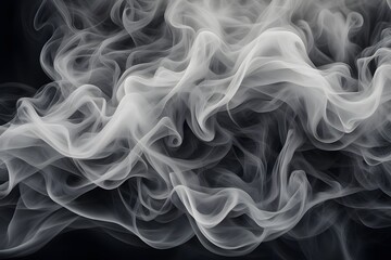 Obraz premium A close up of smoke tendrils twisting and turning in a complex intricate pattern on a black background, AI Generated