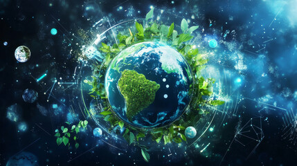 Obraz premium Green Earth in the Universe.