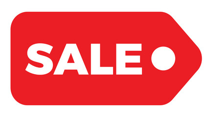 Red sale label or sticker. Simple flat discount tag, vector illustration, summer sale 