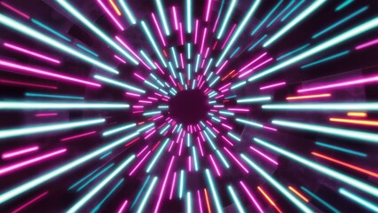Obraz premium Vibrant Neon Streamlines - Computer-Generated 3D Render and Illustration