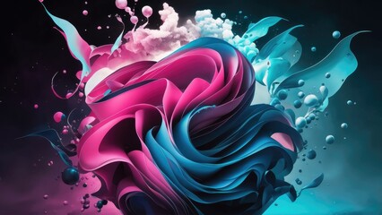 Vibrant abstract digital art emanates lively energy through ethereal fluid forms.