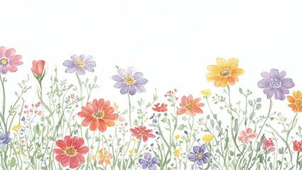 flores silvestres pintadas en acuarela