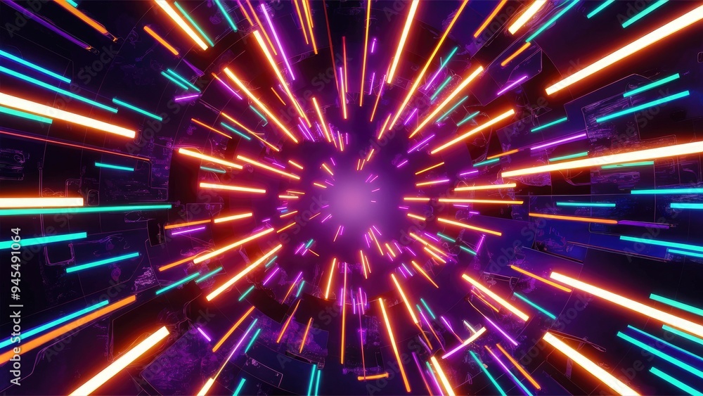Aufkleber vibrant neon abstract background featuring glowing wires. dynamic design with a magical open space. 