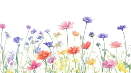 flores silvestres pintadas en acuarela