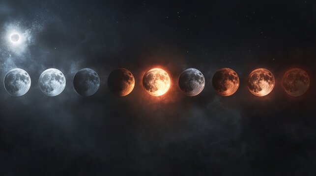 Blood Moon Phases in the Night Sky.