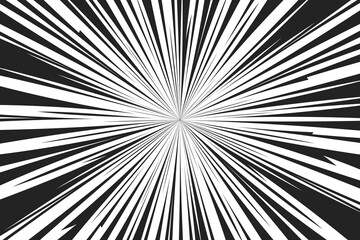 Comic book black and white speed lines background.