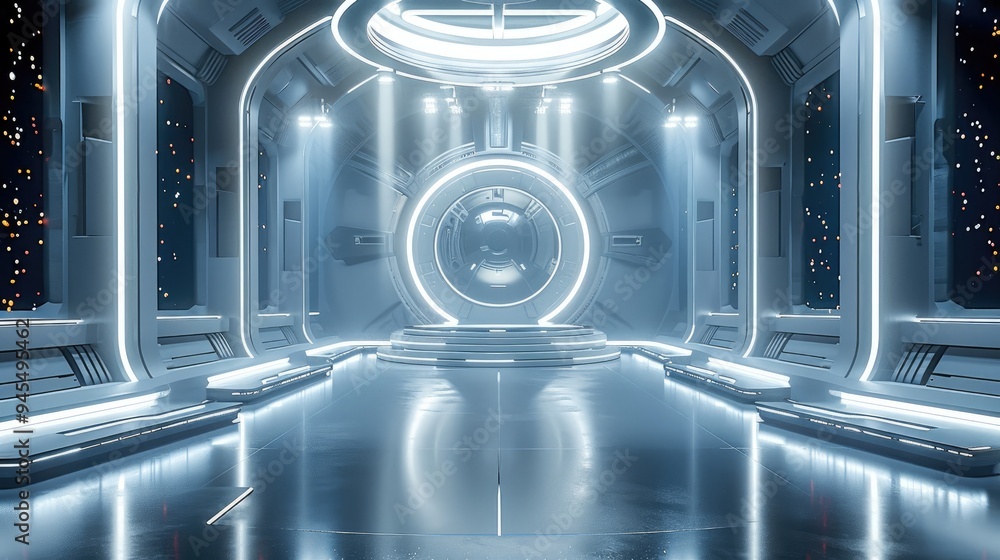 Poster circular stage, technology. generative ai.