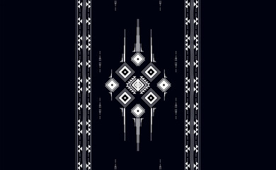 Geometric Ethnic pattern seamless pattern black and white or indigo fabric for carpet, clothing, wrapping, Batik, fabric or silk fabric, black and white Vector illustration