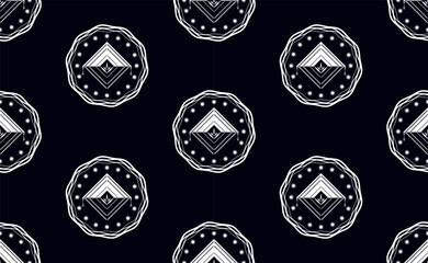 Geometric Ethnic pattern seamless pattern black and white or indigo fabric for carpet, clothing, wrapping, Batik, fabric or silk fabric, black and white Vector illustration