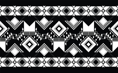 Geometric Ethnic pattern seamless pattern black and white or indigo fabric for carpet, clothing, wrapping, Batik, fabric or silk fabric, black and white Vector illustration