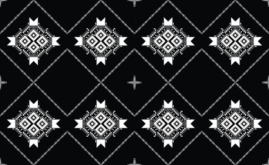Geometric Ethnic pattern seamless pattern black and white or indigo fabric for carpet, clothing, wrapping, Batik, fabric or silk fabric, black and white Vector illustration