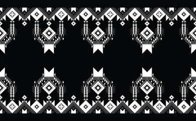 Geometric Ethnic pattern seamless pattern black and white or indigo fabric for carpet, clothing, wrapping, Batik, fabric or silk fabric, black and white Vector illustration