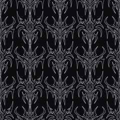Seamless pattern of abstract ethnic Maori or Polynesian neo tribal trendy y2k shapes. Gothic futuristic tattoo background for fashion, poster, print, banner