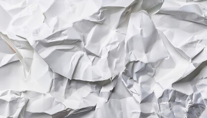 Obraz premium The texture of white paper is crumpled, background for design. A close-up image of crumpled paper, showcasing the chaotic and abstract patterns formed by the wrinkles and creases. 1