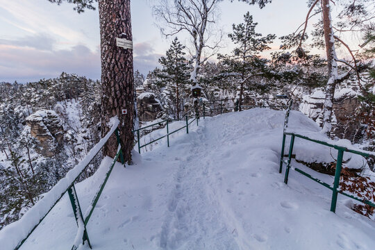 Vyhlidka Ceskeho raje viewpoint in Prachovske skaly rocks in Cesky raj (Czech Paradise) region, Czech Republic