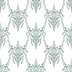 Seamless pattern of abstract ethnic Maori or Polynesian neo tribal trendy y2k shapes. Gothic futuristic tattoo background for fashion, poster, print, banner