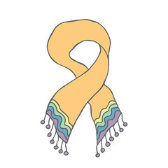 Knitted scarf doodle Hand drawn winter accessories Single design element for card, print, design, decor