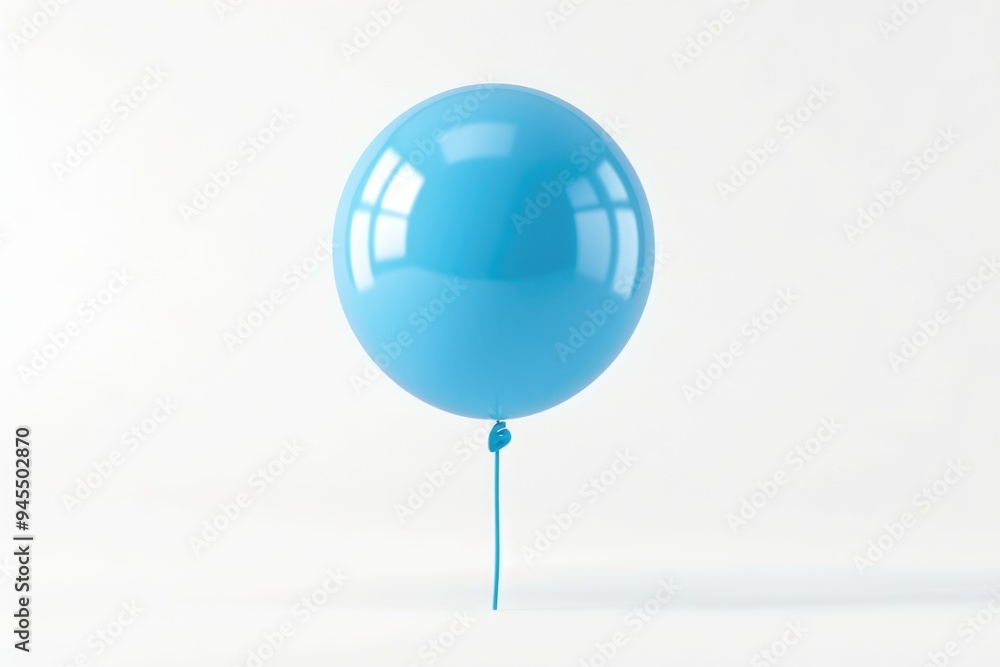 Poster A blue balloon with a string attached to it, suitable for use in illustrations or designs where a sense of whimsy is desired