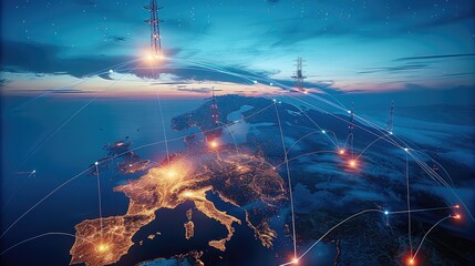 Communication coverage in telecommunication, focusing on global reach, signal strength, and coverage maps. Generative AI.