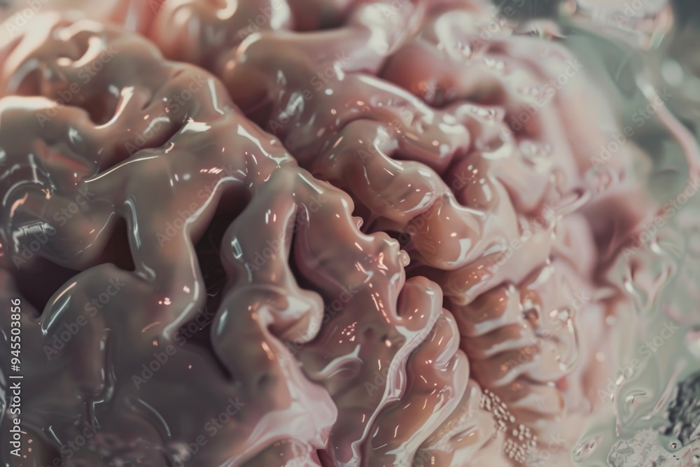 Poster A close-up view of a brain floating in a bowl of water