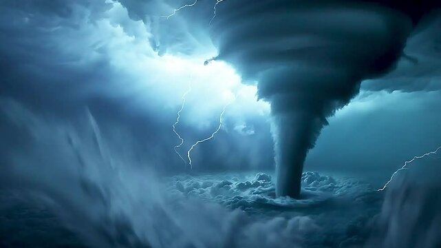 a tornado  and  lightning