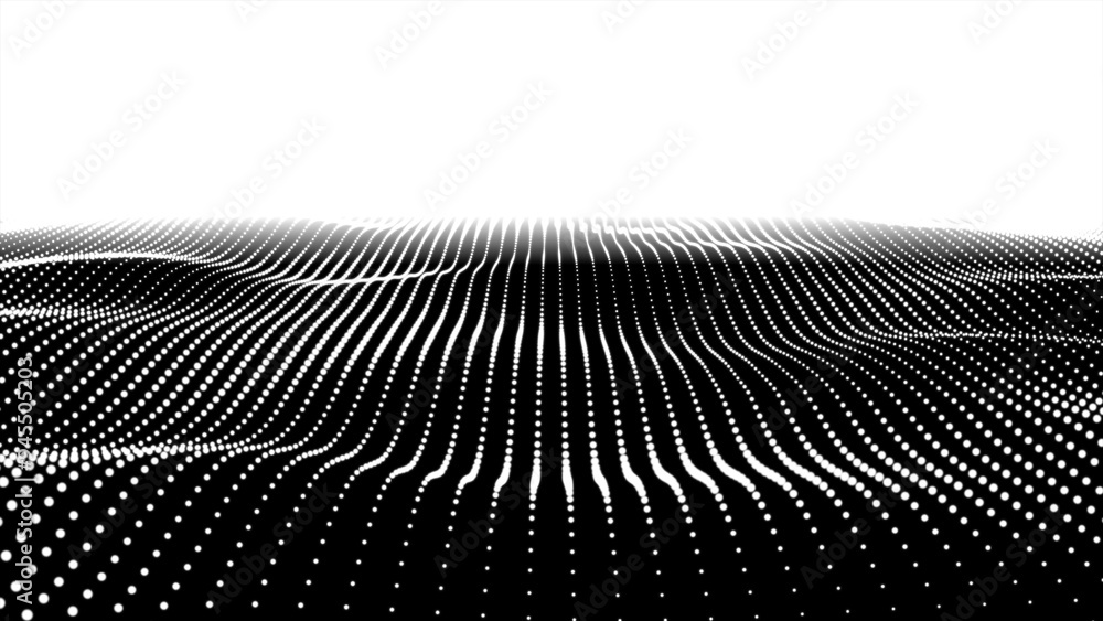 Poster abstract digital black particle dots wave background. abstract wave halftone black and white. abstra