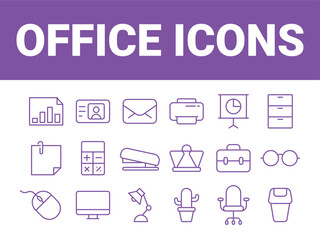 Office icons set. office icons vector. office items icons