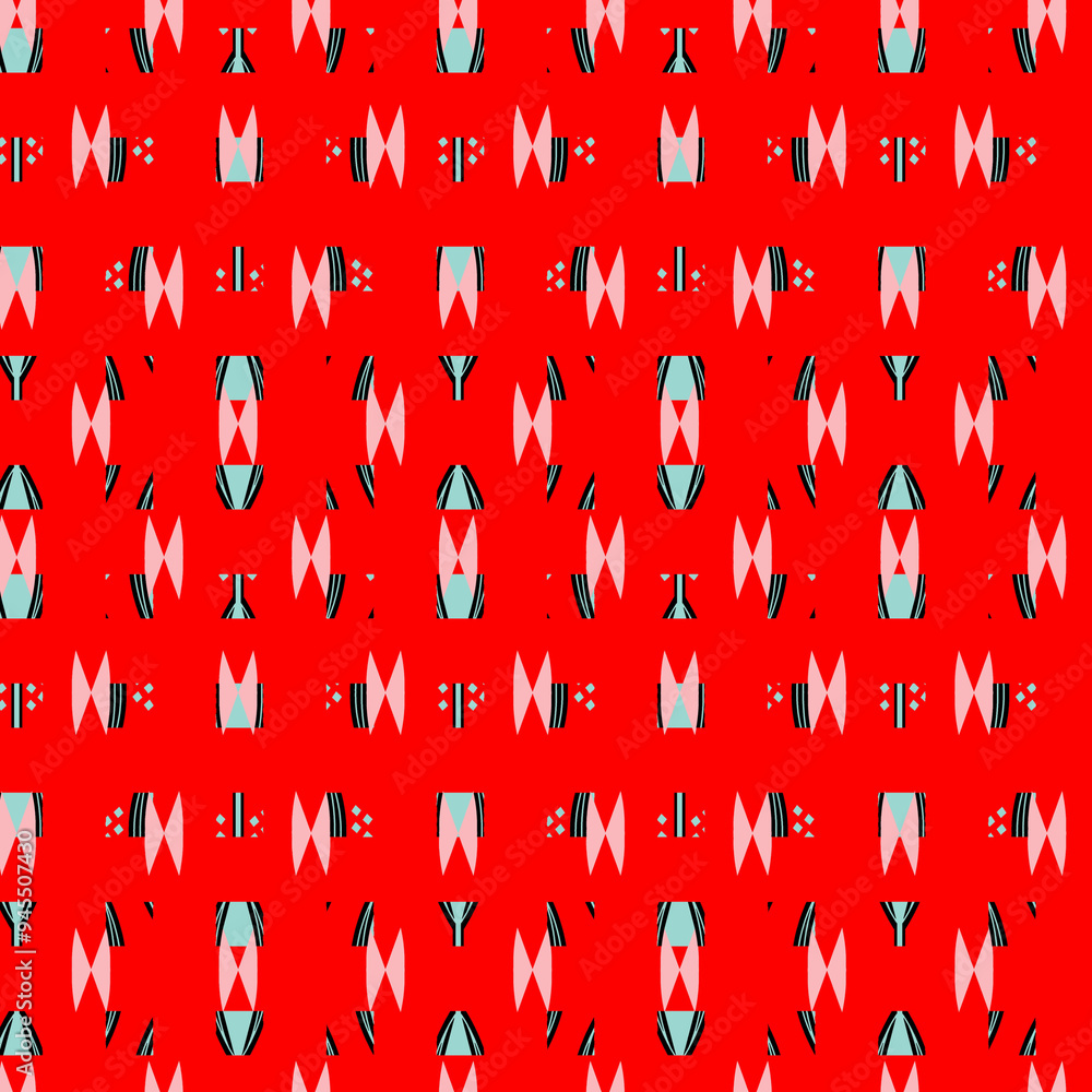 Poster vibrant vector design with a seamless pattern of red and white number symbols, a colorful and artist