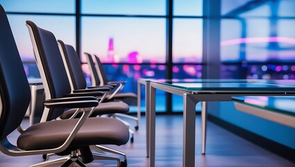 Empty Conference Room Table with Chairs - Business Meeting Concept