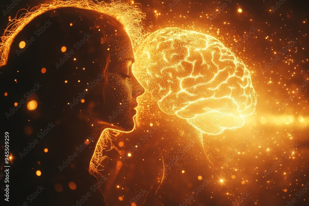 Poster silhouette of a couple with glowing brain visualizations representing the fiery emotional and cognit