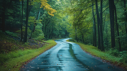 Obraz premium A forest road background. Generative AI.