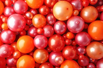 A Close-Up of Shiny Red and Orange Balloons
