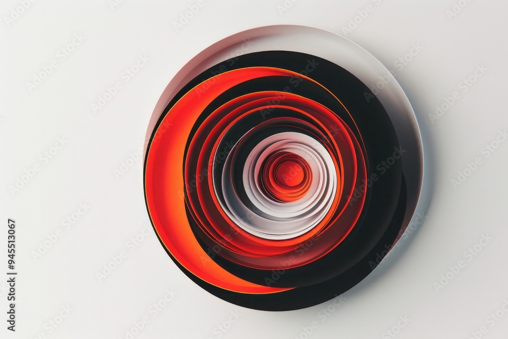 Wall mural A close-up of a red and black circular object on a white background