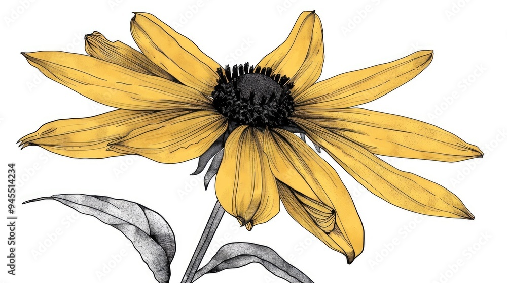 Poster a simple and elegant yellow flower against a clean white background, perfect for various uses such a