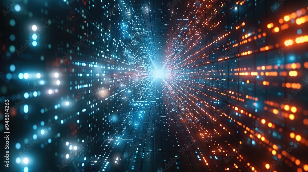 Aufkleber Digital telecommunication networks, highlighting data packets, binary code, and digital signals in motion. Generative AI.