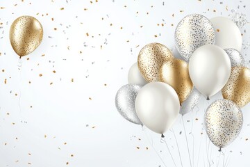 Fototapeta premium 3D realistic white, gold, and brown balloon backgrounds