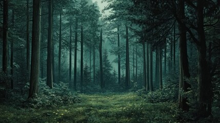 Obraz premium Misty Forest Path