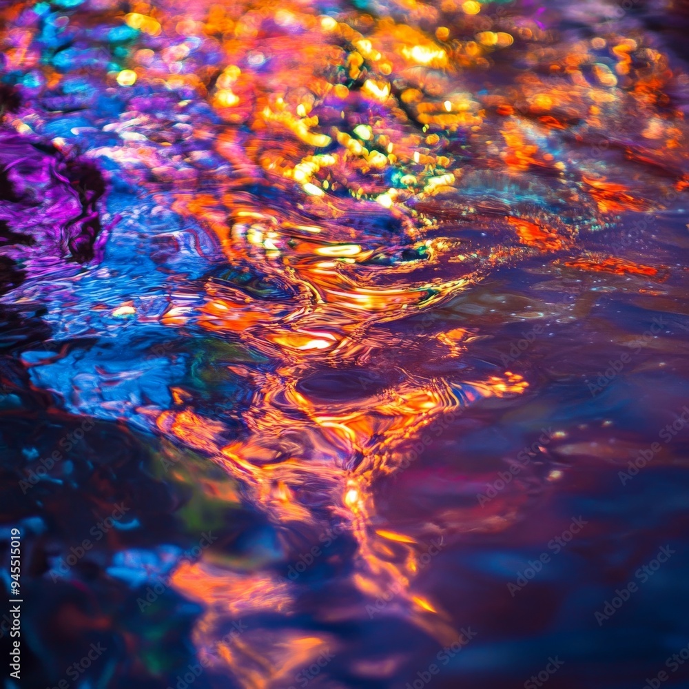 Aufkleber This dazzling image captures neon reflections swirling on water, creating a surreal and dreamlike artwork that ignites the imagination with vivid and dynamic colors.