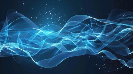 Fototapeta premium Abstract Blue Waves with Sparkles