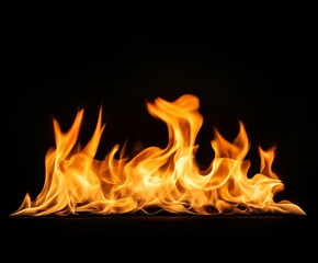 Fiery flames isolated on a black background