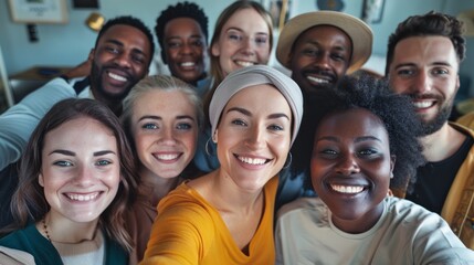 A group of people are smiling for a picture